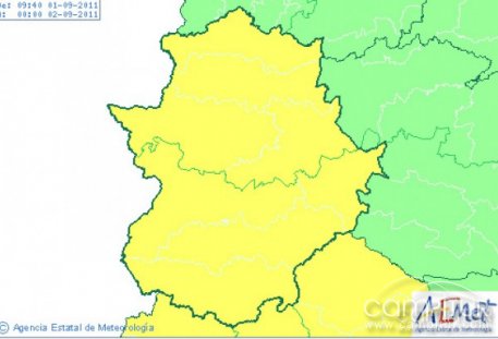 Hoy alerta amarilla en Extremadura por fuertes lluvias 